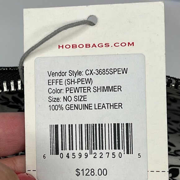 Hobo Effe Pewter Shimmer Leather Clutch With Floral Lining & Zipper Closure $128 - Picture 6 of 7